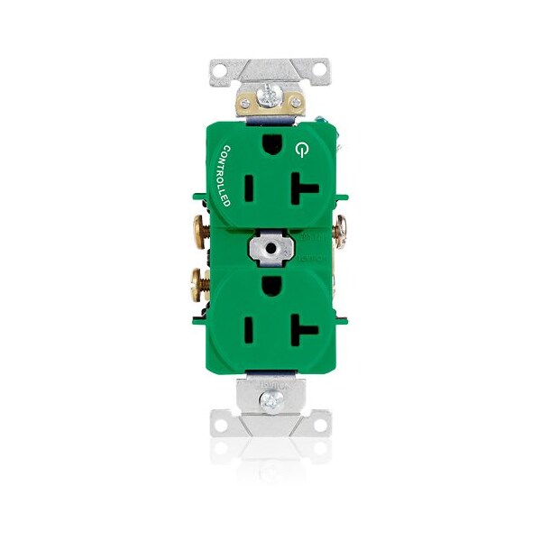 Leviton Dup Rec 20A 125V 1MCtrl Self-Gr Grn 5362-S1N - main