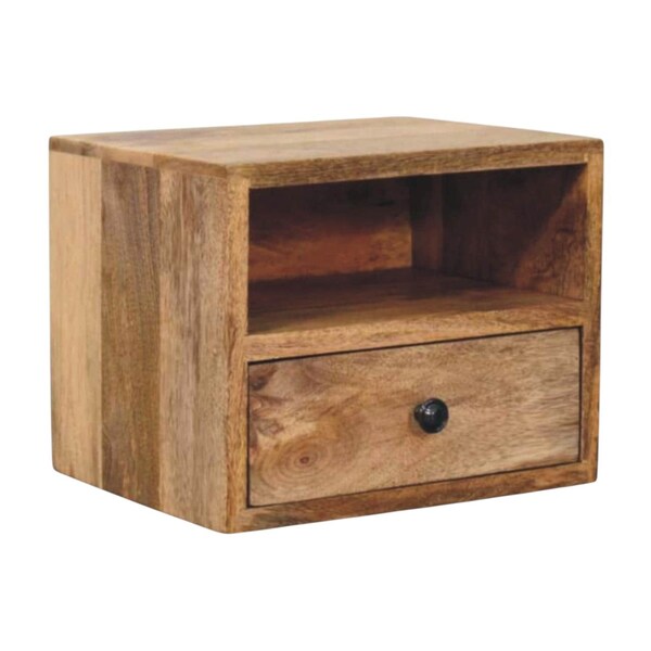 Homeroots 12" Oak Solid Wood One Drawer Floating Nightstand 722527 - main