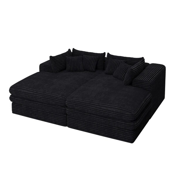 Homeroots 79" Black Corduroy Sleeper Sofa 719547 - main