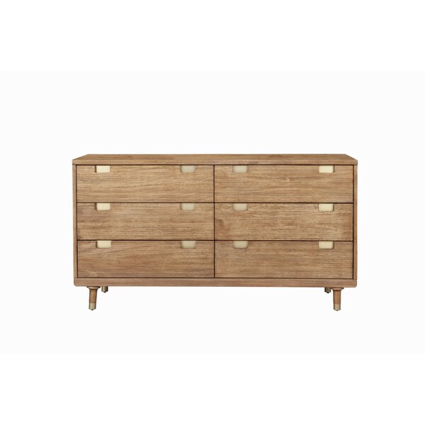 Homeroots 60" Sandy Brown Solid Wood Six Drawer Double Dresser 524131 - main