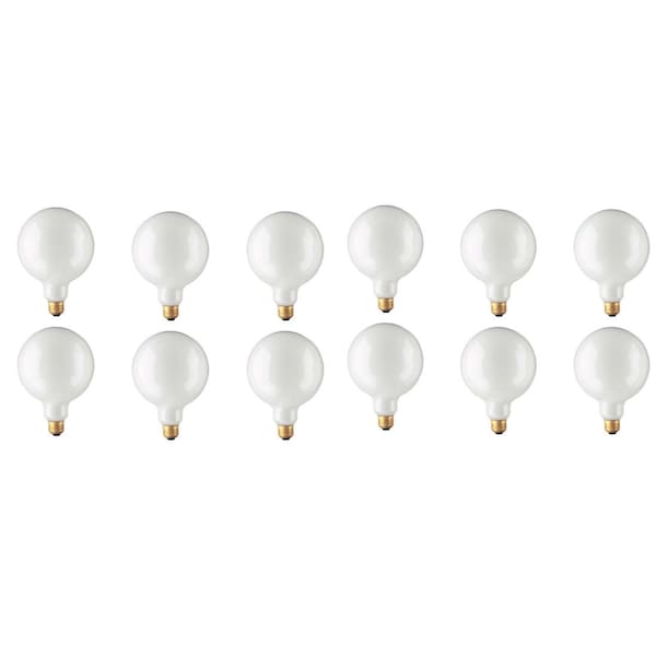 Bulbrite 40W Dimmable White G40 Incandescent Light Bulbs, Medium E26 Base, 2700K, 12PK 861213 - main