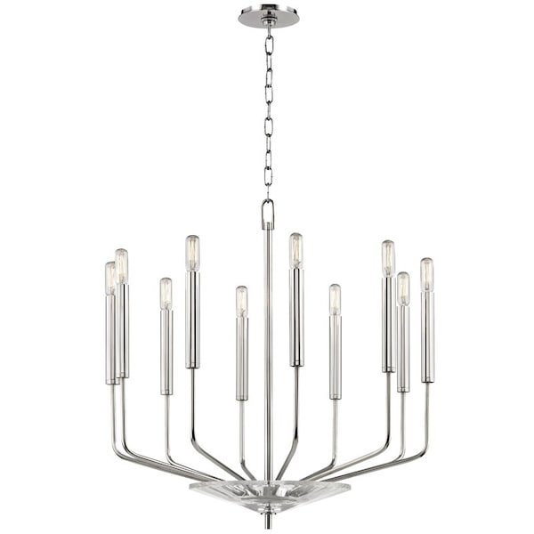 Hudson Valley Lighting Gideon 10 Light Chandelier 24.25 In. Polished Nickel 2610-PN - main
