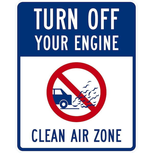 Lyle Turn Off Your Engine Clean Air Zone (with Graphic), 24x30, High Intensity Prismatic, White G-14119-HI_24x30 - main