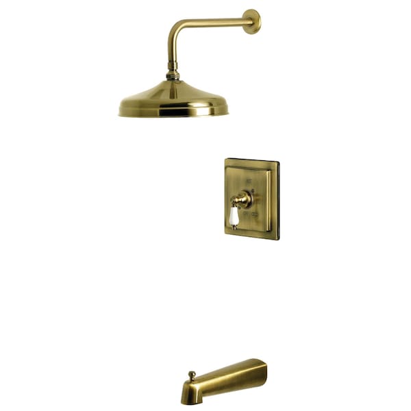 Kingston Brass Single-Handle Pressure Balanced Tub and Shower Faucet, Antique Brass KB6143PL - main