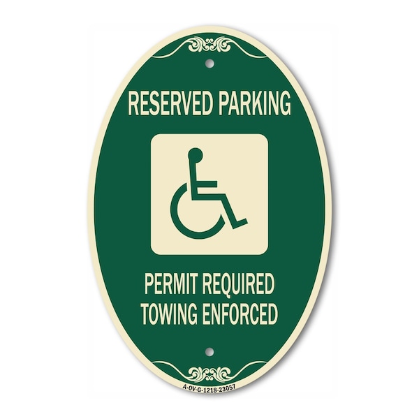 Signmission Reserved Parking Permit Required Towing Enfor, 12 In X 18 In Architectural, Heavy Gauge Aluminum A-OV-G-1218-23057 - main