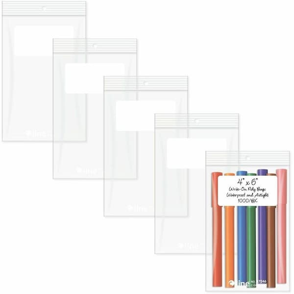 C-Line Products C-Line 47246 Recloseable Small Parts Bags Poly 4 x 6 Clear with White ID panel 1000/carton 47246 - main