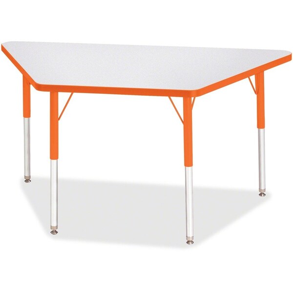 Jonti-Craft Berries Trapezoid Activity Tables, 24 in. x 48 in., A-height, Freckled Gray/Orange/Gray 6438JCA114 - main