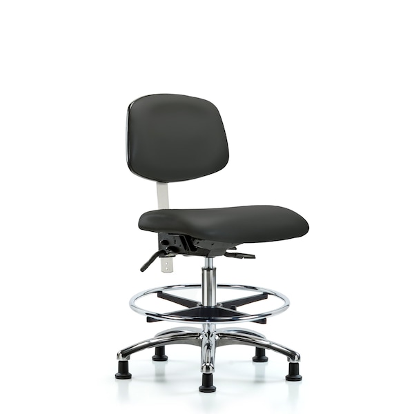 Blue Ridge Ergonomics Clean Room Chair Med Ben Chair, Vin, Chrm, CF, Glds, Gry, CL100, No Arms, 22" to 29" Height, Vinyl BR-NCR-VMBCH-CR-T0-A0-CF-RG-8605 - main