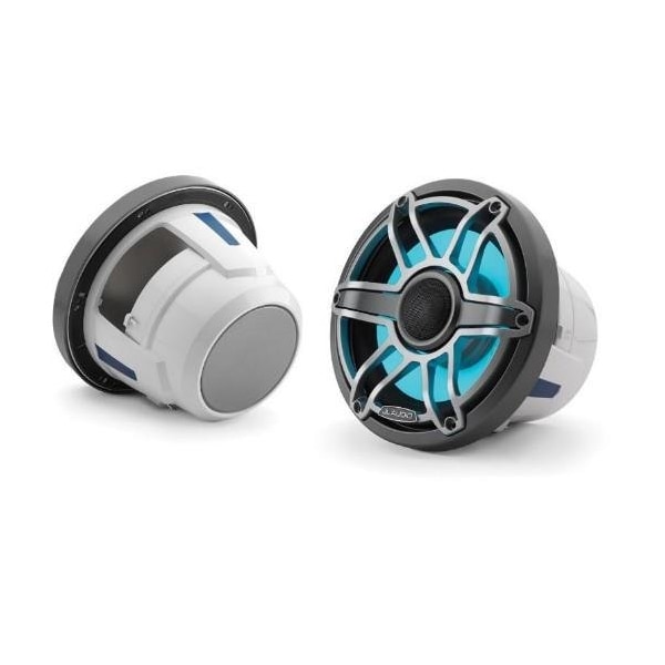 Jl Audio 8.8in Marine Speakers, Sport Grille, Gunmetal Trim, Titanium Grille, ILLUM, 2PK 93827/010-03099-00 - main