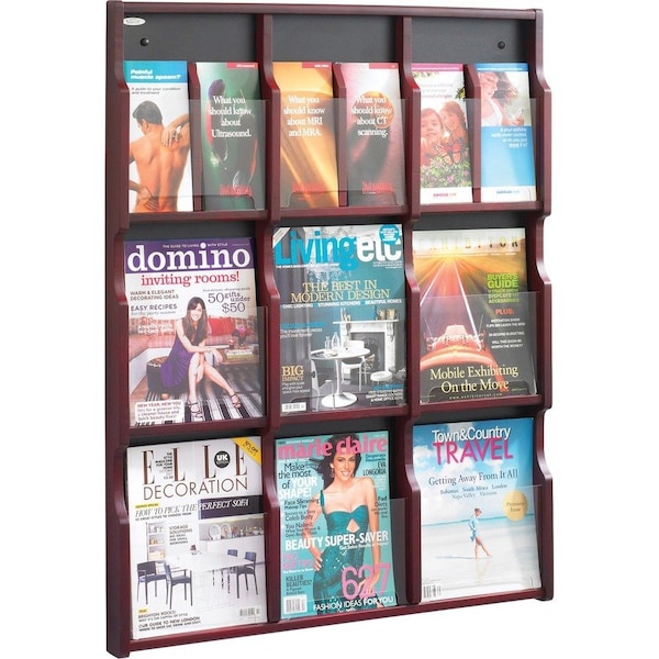 Safco Expose 9 Magazine 18 Pamphlet Display - Mahogany/Black 5702MH - main