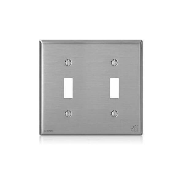 Leviton Toggle Switch Wall Plate, 2 Gang, Gray 84009-A40 - main