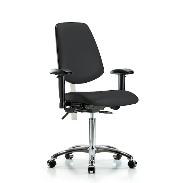 Blue Ridge Ergonomics Clean Room Chair Vin Med Ben Chair, Med, Bk, Blk, CL100, Adjustable Arms, 22" to 29" Height, Vinyl BR-NCR-VMBCH-MB-CR-T1-A1-NF-CC-8540 - main