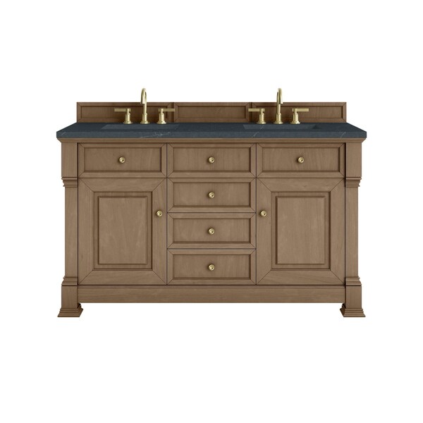 James Martin Vanities Brookfield 60 in. Double Vanity, Pecan w/3 CM Charcoal Soapstone Silestone Top 547-V60D-PCN-3CSP - main