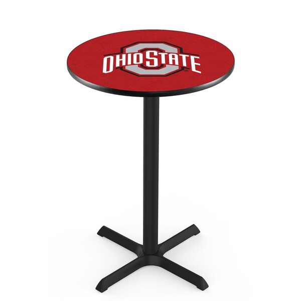 Holland Bar Stool Co 36" Blk Wrinkle Ohio State Pub Table, 36" dia. Top L211B3636OhioSt - main