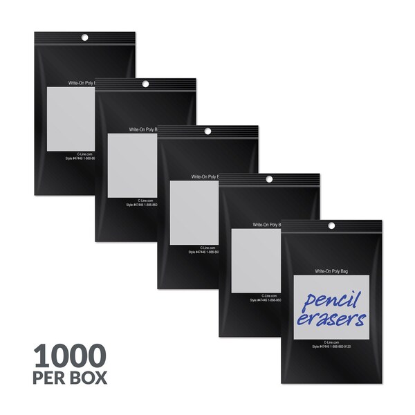 C-Line Products Recloseable Poly Bags, 4" x 6", Black, 1000 PK 47446 - main