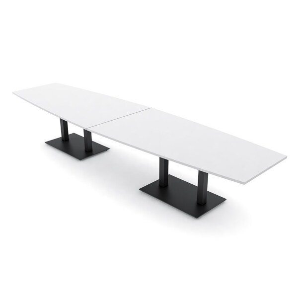 Skutchi Designs Boat Conference Table With Power, 48 in W, 168 in L, White HAR-BOT-48x168-DOU.BK-W960-NA - main
