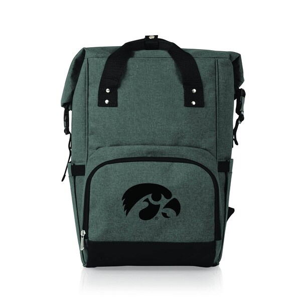 Picnic Time Family Of Brands NCAA Iowa Hawkeyes On The Go Roll-Top Backpack CoolerHeathered Gray 616-00-105-226-0 - main