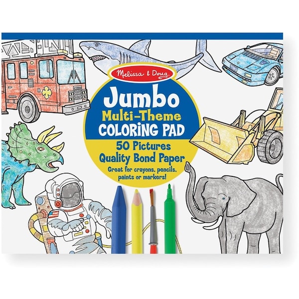 Melissa & Doug Jumbo Multi-Theme Coloring Pad, 11 x 14, Blue, PK6 4226 - main