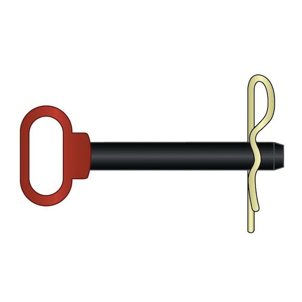 Huyett Hitch Pin, RH (Red), Black Powder Coat Med Carbon Steel, .875 Dia x 4.25 Eff L x 4.875 Shk L HPR-0875-4250 - main