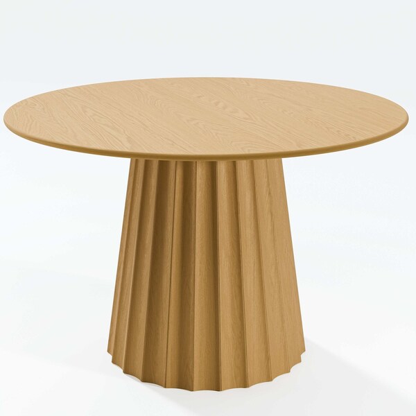 Homeroots 46" Brown Solid Wood Pedestal Base Round Top Dining Table 721019 - main