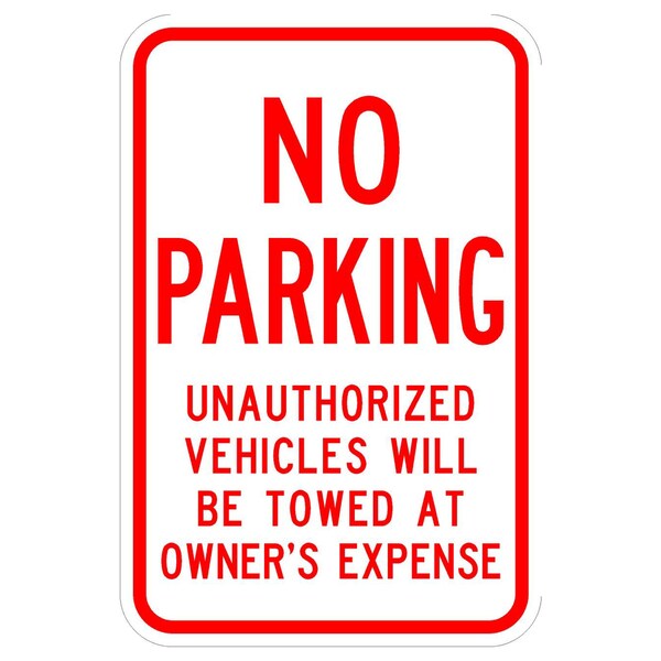 Sign Solutions Usa Parking Sign, 12 in W, Aluminum Sign, White DCS06DWT1218CUS00159 - main