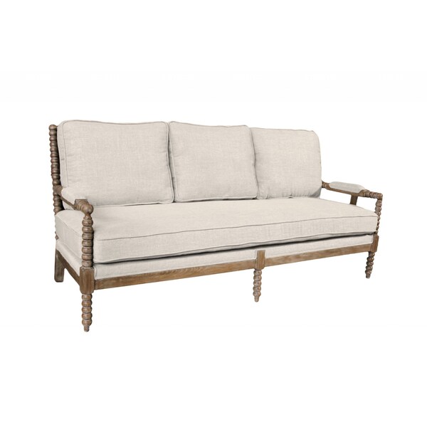 Homeroots 75" Ivory Linen Blend Sofa With Brown Legs 489535 - main