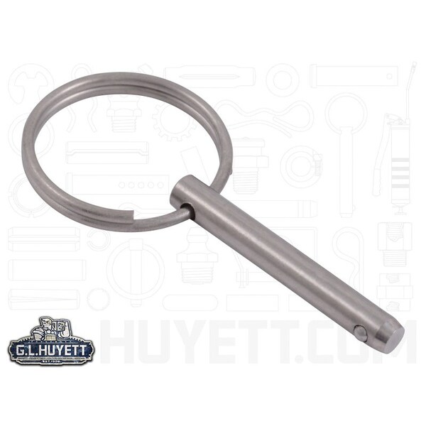 Huyett Detent Pin, 300 Stainless Steel, 0.188 in Dia x 1.000 in Effective Length x 0.194 in Hole Dia DTPS-0187-1000 - main