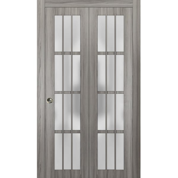 Sartodoors Sliding Closet Bi-fold Doors, Felicia 3312 Ginger Ash with Frosted Glass, Sturdy Tracks Moldings T FELICIA3312BF-GA-48 x 96 (2* 24x96) - main
