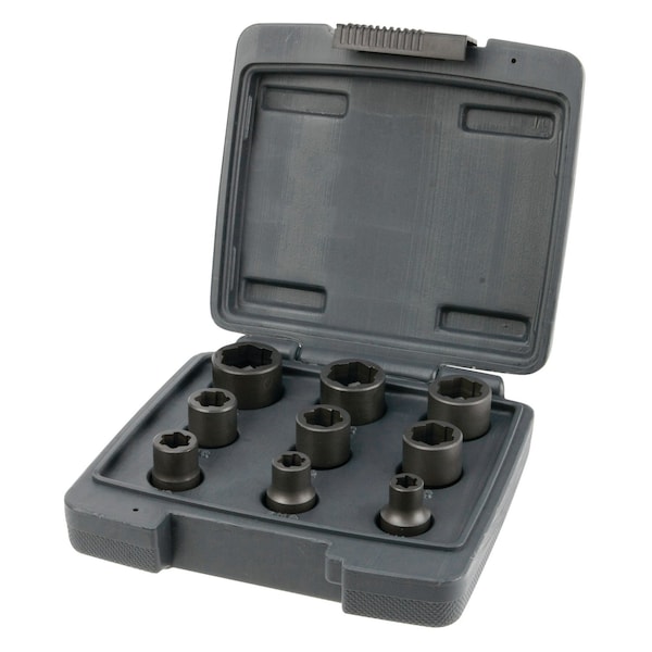 Performance Tool 9 pc. 3/8 in. Dr. SAE Bolt Extractor Set, Stripped Bolt Removal, Case W38916 - main