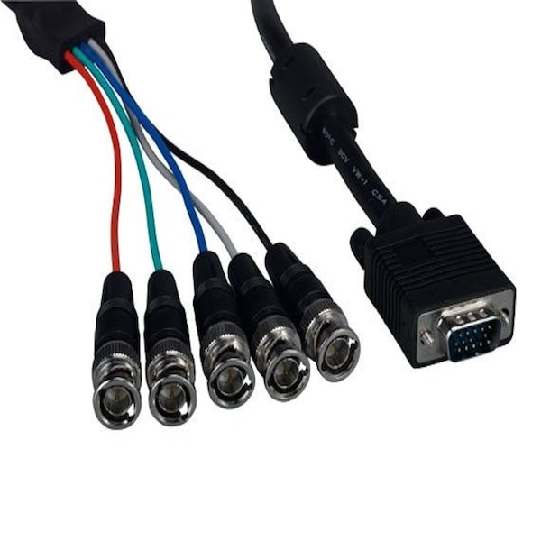Sanoxy 6ft VGA HD15 Male to 5-BNC RGBHV Male Monitor Cable with Ferrites, Black SNX-CBL-LDR-MO107-1106 - main
