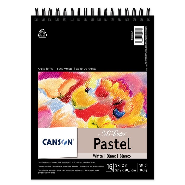Canson Artist Series Mi-Teintes Pastel Pad, 16 Sheet, White, Top Wire Binding C100510867 - main