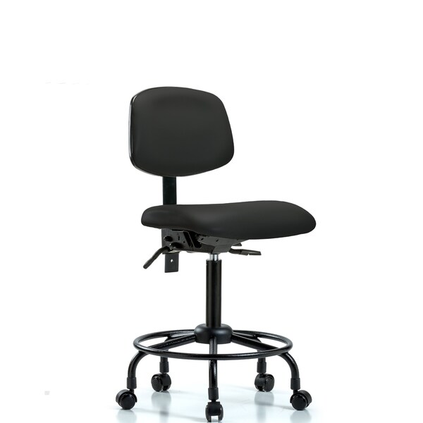 Blue Ridge Ergonomics Bench Chair, Viniyl, RT Tilt, Casters, BLK, No Arms, 22" to 29" Height, Black BR-VMBCH-RT-T1-A0-RC-8540 - main