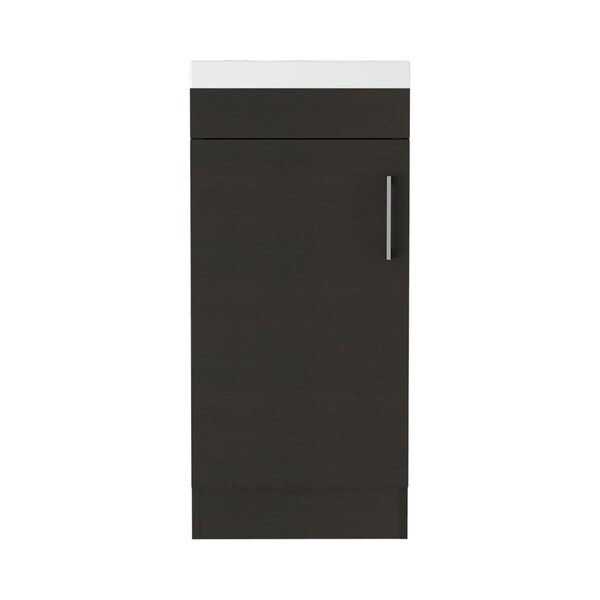 Homeroots 16" Black And Silver Wood Freestanding Bathroom Vanity With White Sink 543633 - main
