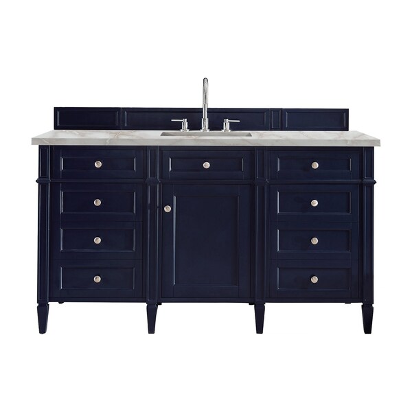 James Martin Vanities Brittany 60'' S Vanity, Victory Blue w/ Victorian Sil Silestone Top w/FreePower Wireless Charger 650-V60S-VBL-FVSL - main