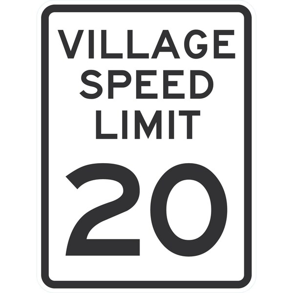 Lyle Village Speed Limit 20, 18x24, High Intensity Prismatic, White G-10678-HI_18x24 - main