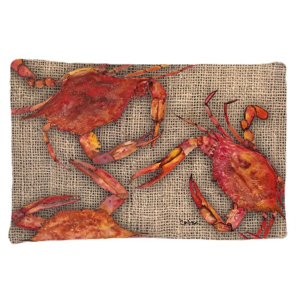 Carolines Treasures 20.5 x 30 in. Cooked Crabs on Faux Burlap Moisture Wicking Fabric Standard Pillow Case 8742PILLOWCASE - main