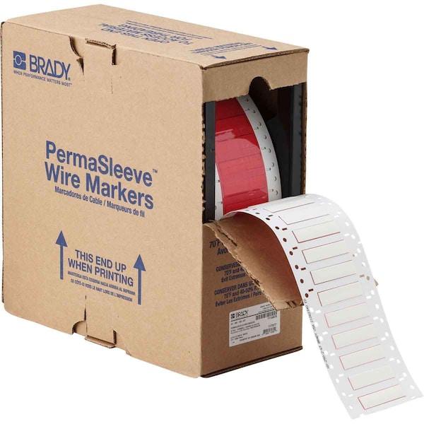 Brady PermaSleeve HX Heat Shrink Double Sided Wire Marking Sleeves, 0.375 in. Dia x 2.3 in. W, White 2HX-375-2.3-WT - main