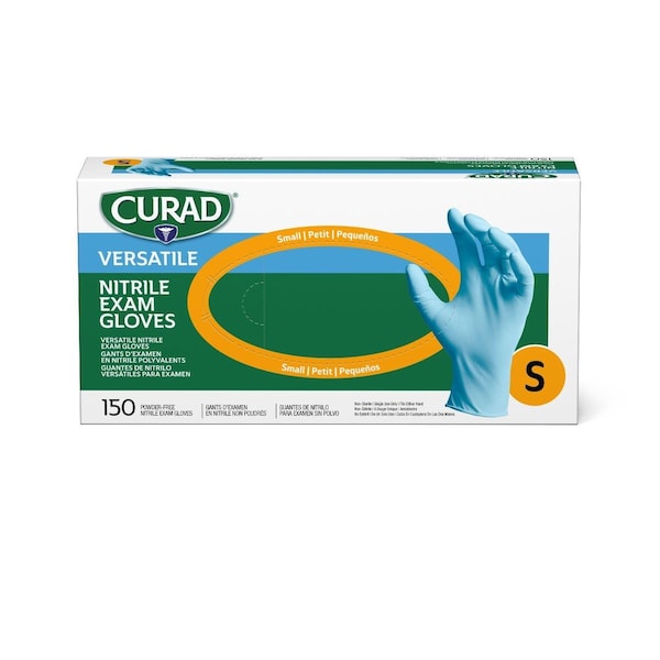 Medline CURAD Textured Nitrile Exam Gloves, Size S, 1500PK CUR9314 - main