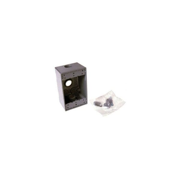 Hubbell Weatherproof Box, 3-Outlet, 1-Gang, Aluminum, Gray, Powder-Coated 5324-0 - main