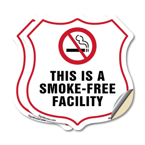Signmission No Smoking Shield Label Set This Is A Sm, 18 inch X 18 inch, Vinyl Decal, 2PK SHI-D-2PACK-18-399 - main