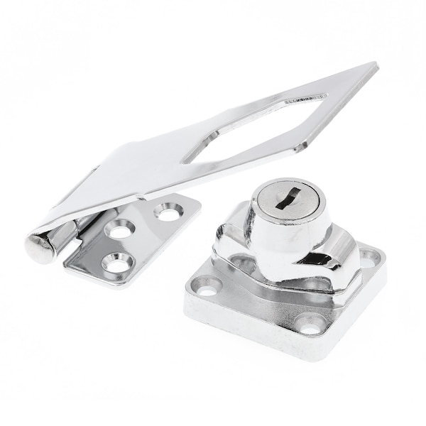 Prime-Line Door and Gate Safety Hasp Hinge Latch with Keyed Twist Knob Lock 3-3/4 inch with Screws Chrome U 117204 - main