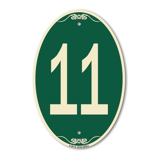 Signmission Number 11, 12 Inch X 18 Inch Architectural Oval, Heavy Gauge Aluminum A-OV-G-1218-22911 - main