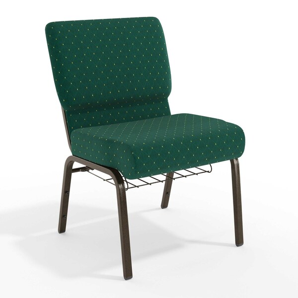 Flash Furniture 21"W Green Dot Fabric Church Chair w/ Basket, 4PK 4-FD-CH0221-4-GV-S0808-BAS-GG - main