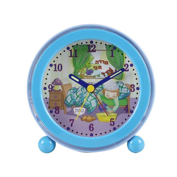 Nachas Family 4.5 x 4.5 x 1.75 in. Modeh Ani Singing Alarm Clock, Boy Light Blue, 6PK 58392 - main