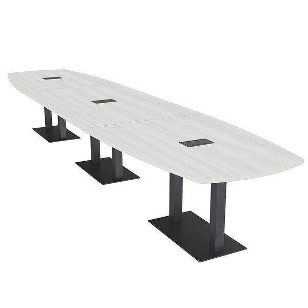 Skutchi Designs Arc Boat Conference Table, 45 in W, 144 in L, White HAR-ABOT-48x144-DOU.BK-WA7976-EBLK - main