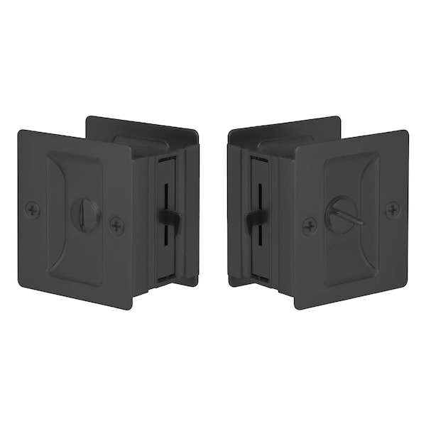 Emtek Pocket Door Locks Privacy Matte Black EEPDSQU65MB - main