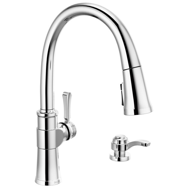 Delta Spargo Single Handle Pull-Down Kitchen Faucet with Soap Dispenser and ShieldSpray Technology 19964Z-SD-DST - main