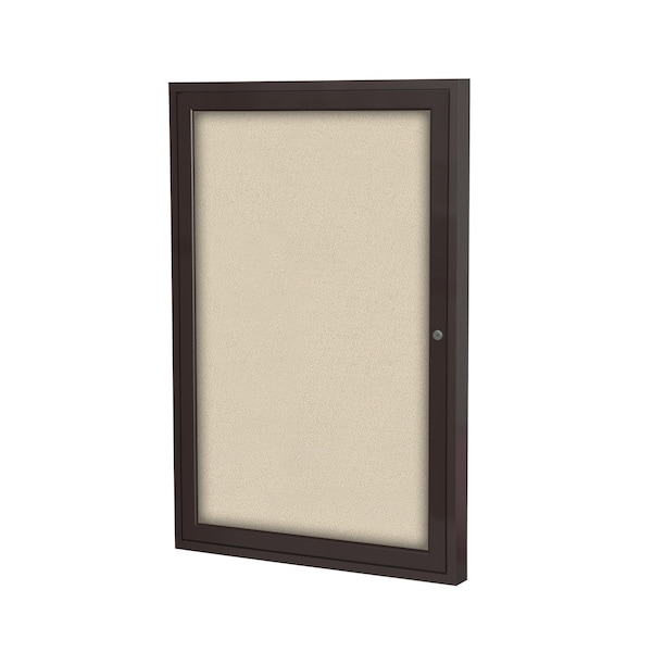 Ghent 1 Door Enclosed Fabric Bulletin Board, Bronze Aluminum Frame, 3'H x 2'W, Beige PB13624F-90 - main