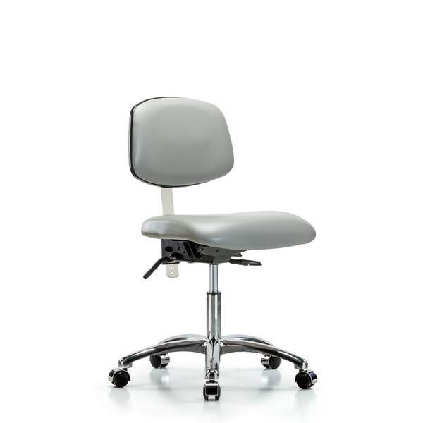Blue Ridge Ergonomics Clean Room Chair Desk Chair, Vin, Chrm, Tilt Cast, Dov, CL100, No Arms, 18" to 23" Height, Vinyl, Dove BR-NCR-VDHCH-CR-T1-A0-CC-8567 - main