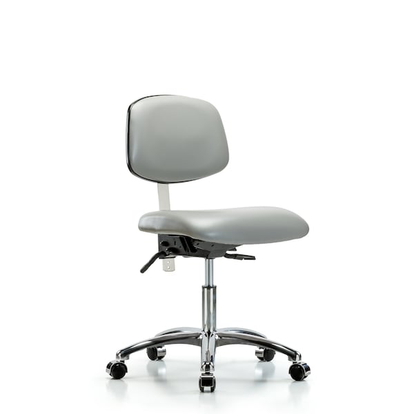 Blue Ridge Ergonomics Clean Room Chair Desk Chair, Vinyl, Chrm, Casters, Dov, CL100, No Arms, 18" to 23" Height, Vinyl, Dove BR-NCR-VDHCH-CR-T0-A0-CC-8567 - main